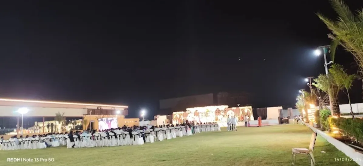 Grand convention hall wedding setup at Gala Convention near Hyderabad