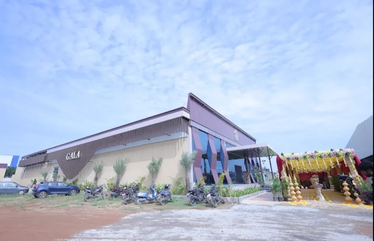 Grand convention hall wedding setup at Gala Convention near Hyderabad