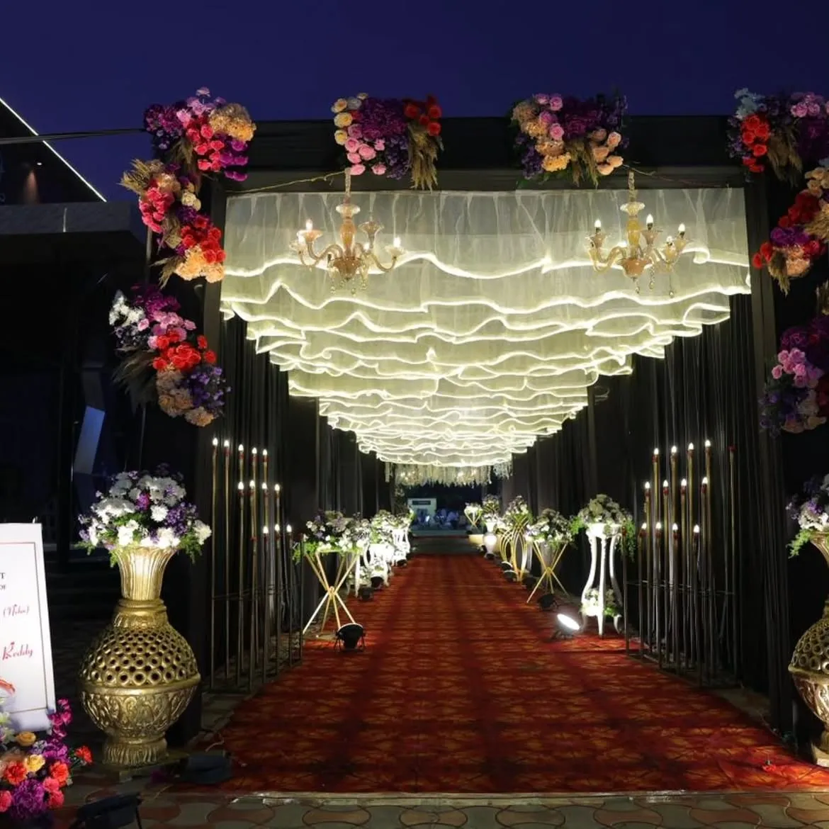 Grand convention hall wedding setup at Gala Convention near Hyderabad