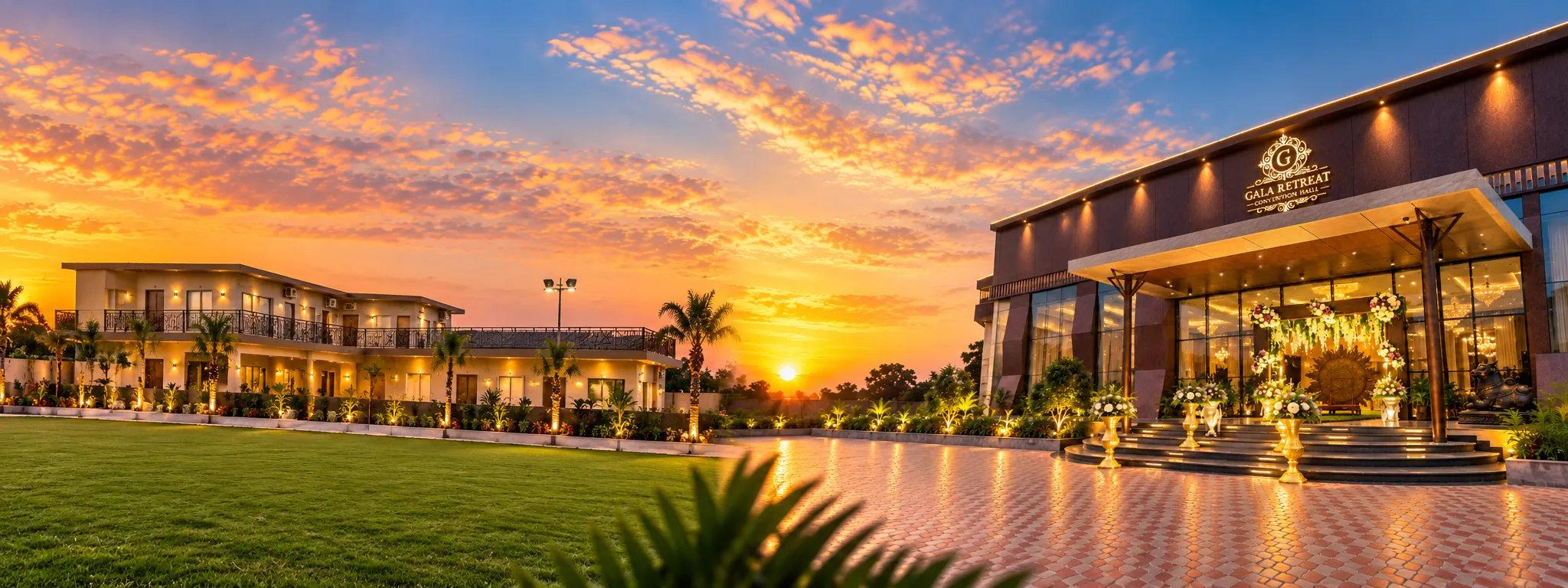 Gala Convention and Farmstay destination wedding venue exterior near Hyderabad